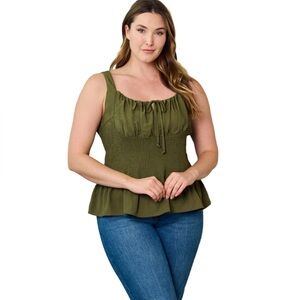 PLUS SIZE SLEEVELESS SMOCK PEPLUM TANK TOP NWOT